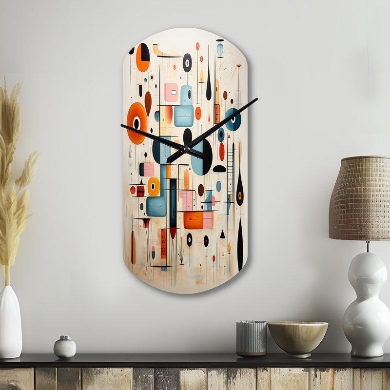 Horloge murale cylindrique rose Mid-Century Whimsical Wonders III - Mid-Century, Petit