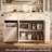 OMCHOM Rolling Kitchen Island with Drop Leaf & Trash Can Storage, Kitchen Dining Table with Power Outlet, 3-Tier Spice Rack, Paper Towel Holder, Towel Bar & Dual Drawers, Space Saving-1865095752