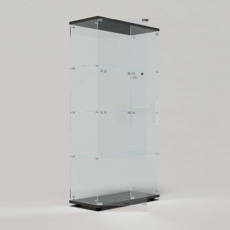 Vitrine en verre trempé, H 64,69 po x l 30,91 po x P 13,58 po, Noir