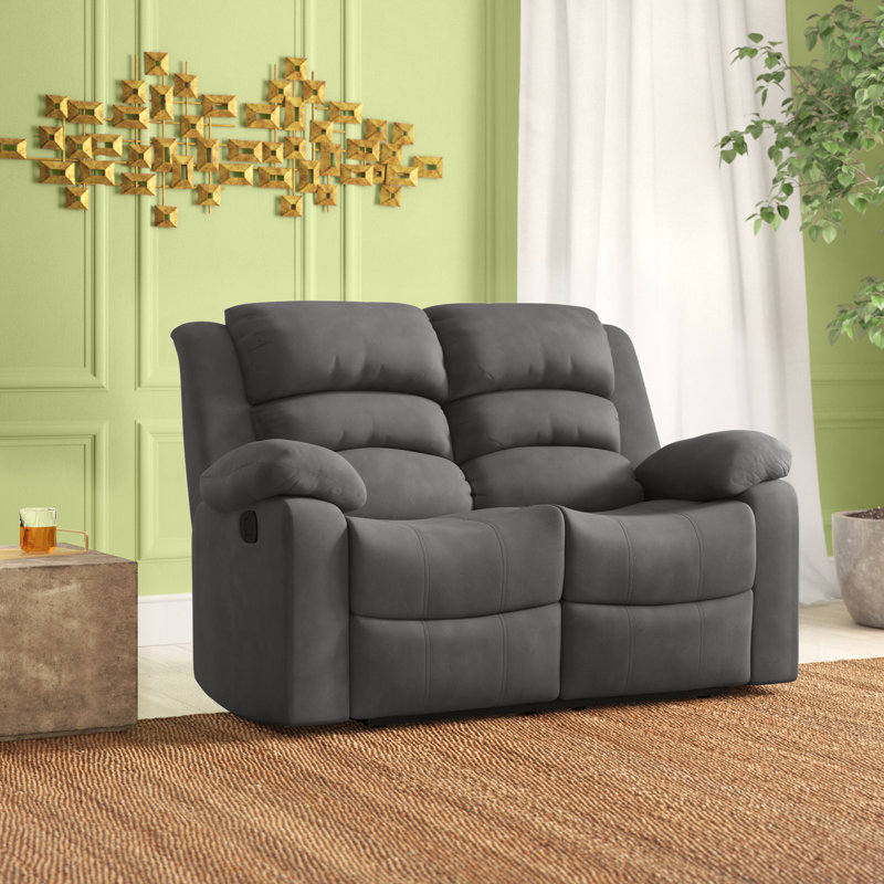 Aum 81'' Upholstered Reclining Sofa, Gray, 40" H x 60" W x 35" D