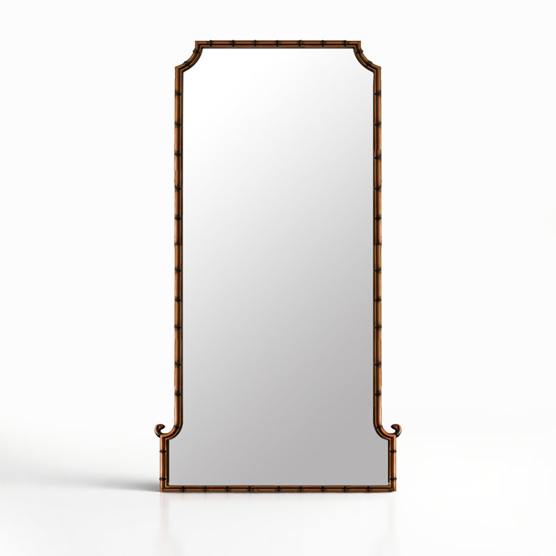 French Vintage Bamboo-Pattern Floor-Mounted Full-Length Mirror In High Definition, 70.87” x 31.5”