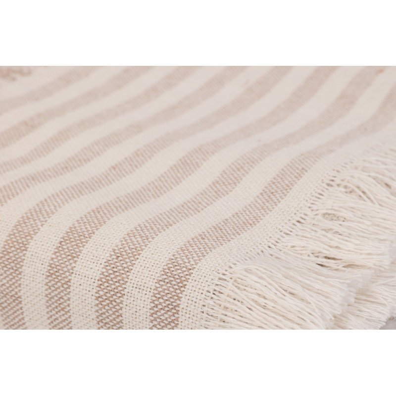 Plain Weave / Muslin Throw Blanket, White/Light Brown