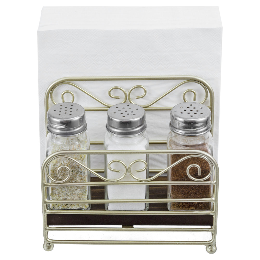 Gold Metal Paper Napkin Holder Spice Rack Caddy House of Hampton®