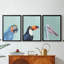 Oiseau exotique sur bleu I - Toile tendue avec châssis sur mesure - 3 pièces-558420398-558420432