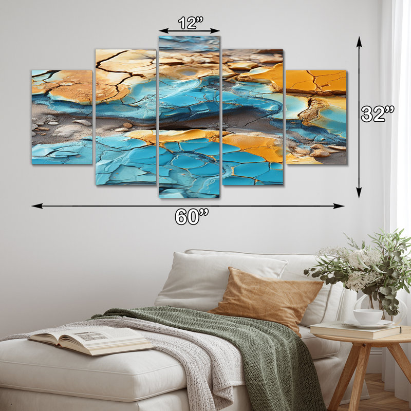 «Lava Marble Art», art mural abstrait sur toile, 5 panneaux