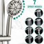 Système de pomme de douche double à 7 réglages avec barre coulissante en acier inoxydable, nickel brossé, bec de baignoire en métal et ensemble de perceuse 5 pouces, 7 réglages,