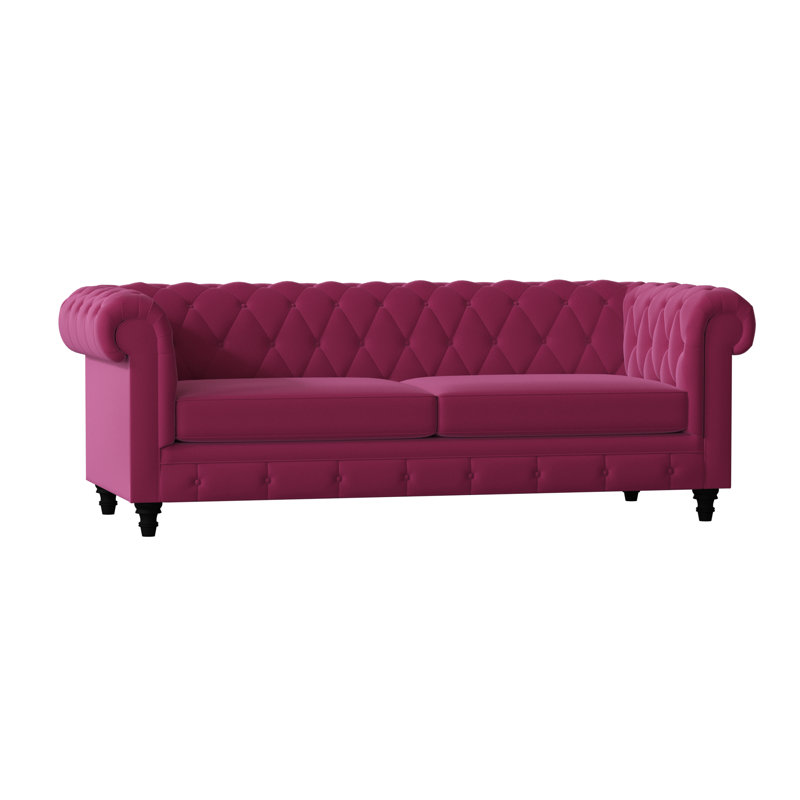 Canapé Chesterfield à accoudoirs roulés, 60 pouces, Rose Klein, Naturel