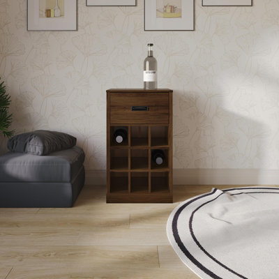 Armoire à tiroirs avec support à vin en brun