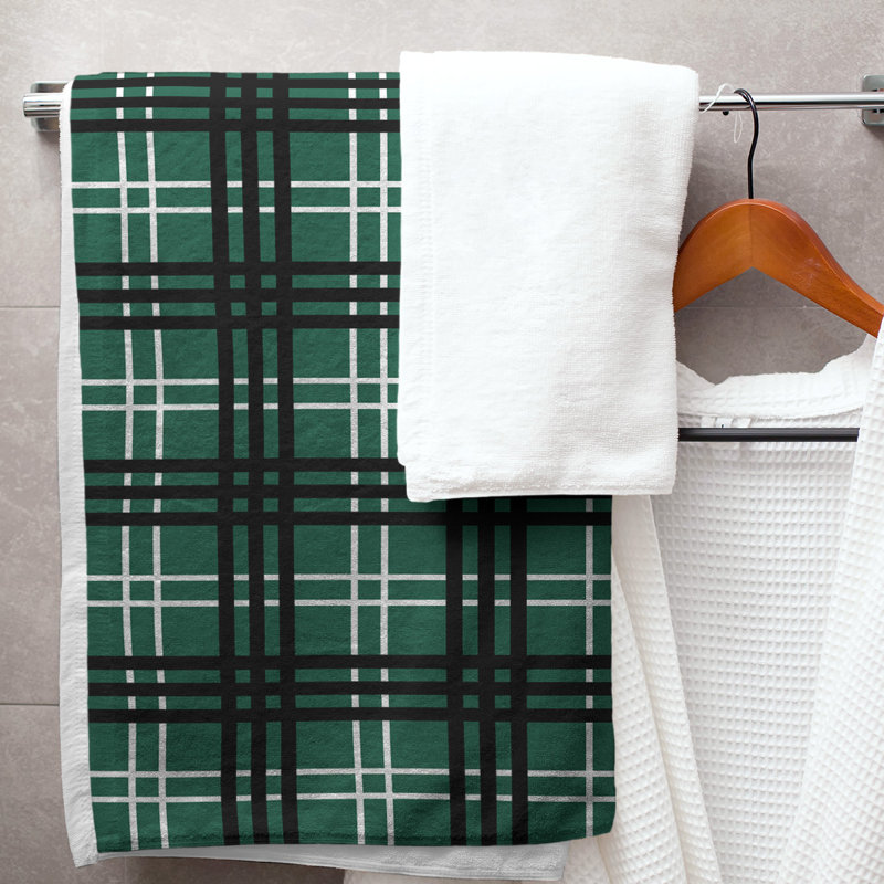 Bath Towel, Gotham Green/White/Stealth Black, Microfiber