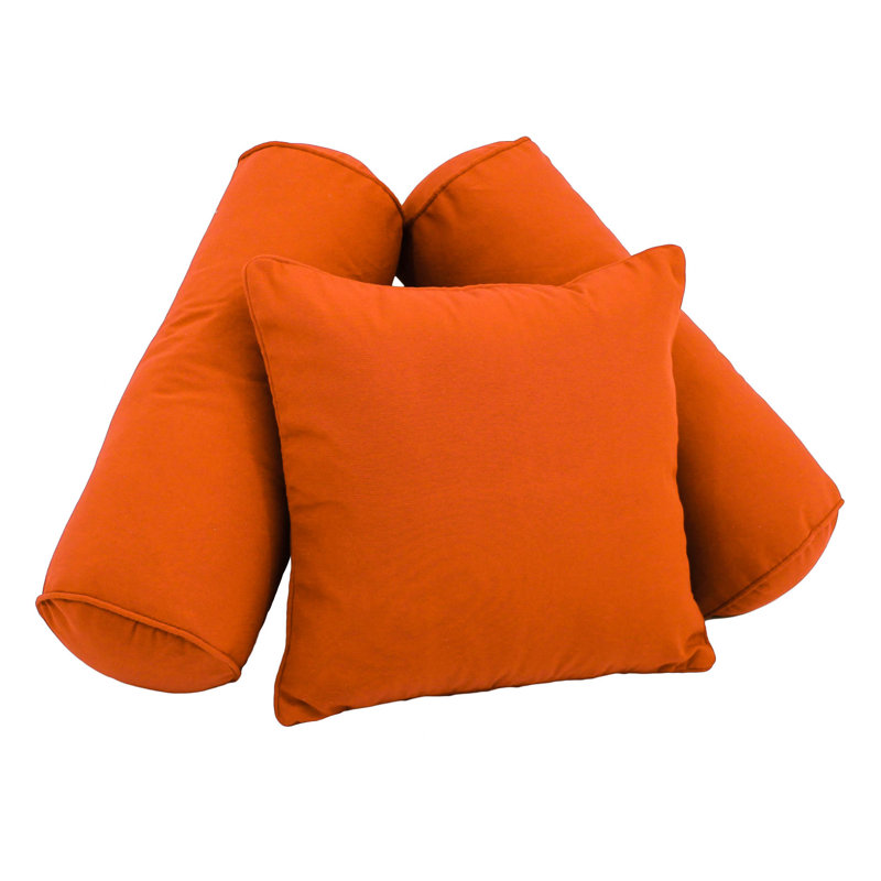 Solid Colour Cotton Blend Reversible Throw Pillow, Tangerine Dream