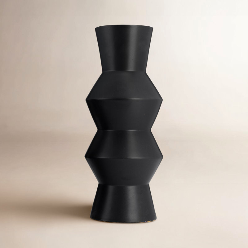 Keya Handmade Ceramic Table Vase, 17" H x 7" W x 7" D, Black