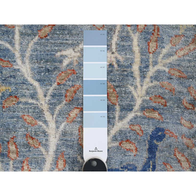 Tapis de style oriental 2 pi 6 po x 25 pi 7 po Peshawar afghan avec des oiseaux de paradis, noué à la main, teinture végétale, laine douce, tapis XL, tapis oriental