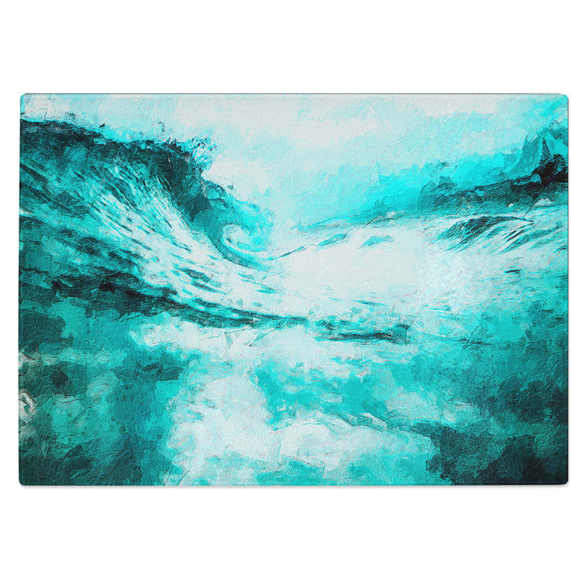 Tempered Glass Curled Wave in New Zealand Chopping Board, 28.5 cm W x 20 cm L