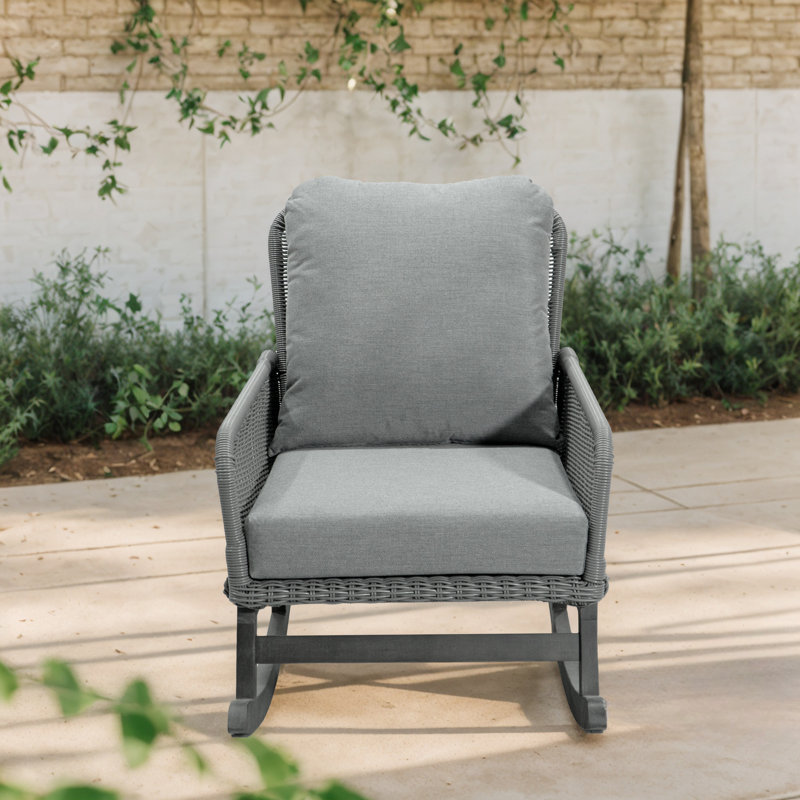    Outdoor Patio Rattan Rocking Chair, Grey, Grey