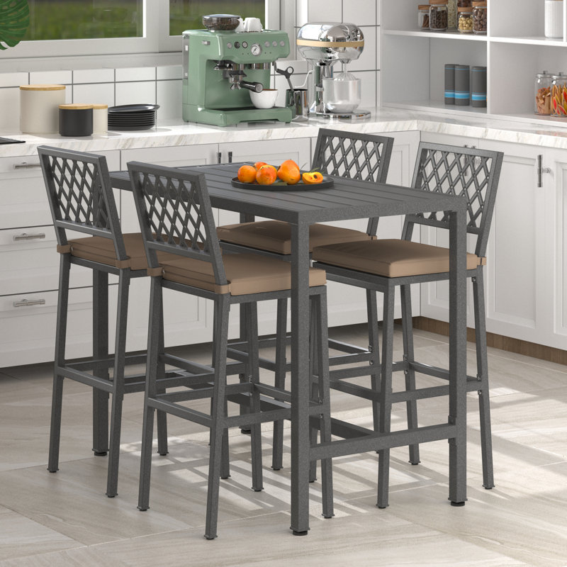 Ensemble repas extérieur rectangulaire pour 4 personnes de 24 po L Hannatou, Gris