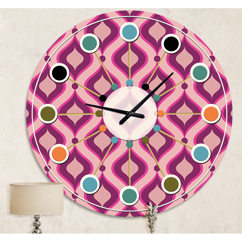 Horloge murale abstraite à motif géométrique rétro IV - Mid-Century, Moyenne