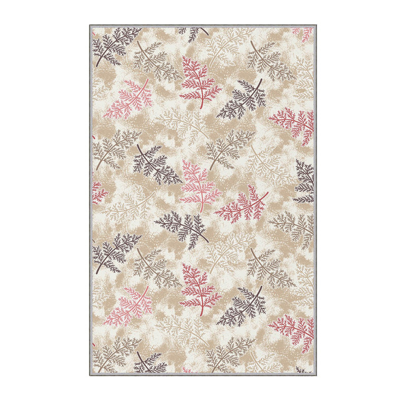 Tapis rose / beige en polyester tissé à la machine Cribbs, Rectangle 3 pi 3 po x 6 pi 7 po