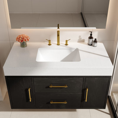 Meuble-lavabo simple 40 po avec comptoir en quartz et lavabo en céramique
