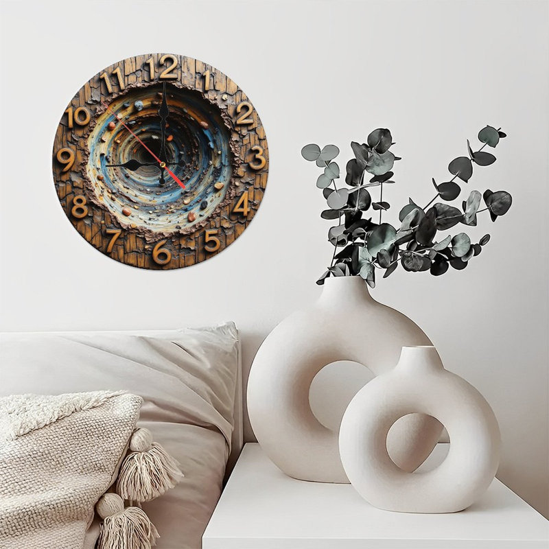 Horloge murale galaxie en bois