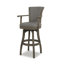 Tabouret tournant 31 "avec accoudoirs Williams, lin gris chiné Williams