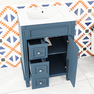 Meuble-lavabo avec lavabo, tiroirs et tablette réglable