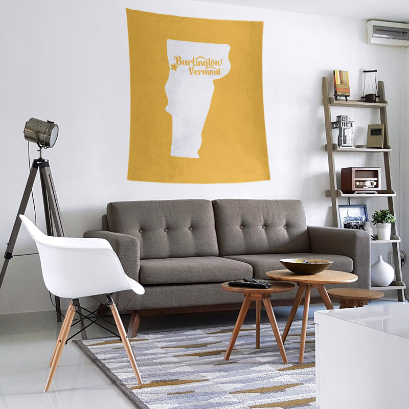 Tapisserie murale Burlington Vermont, H 27,5 po x l 37,5 po, Jaune