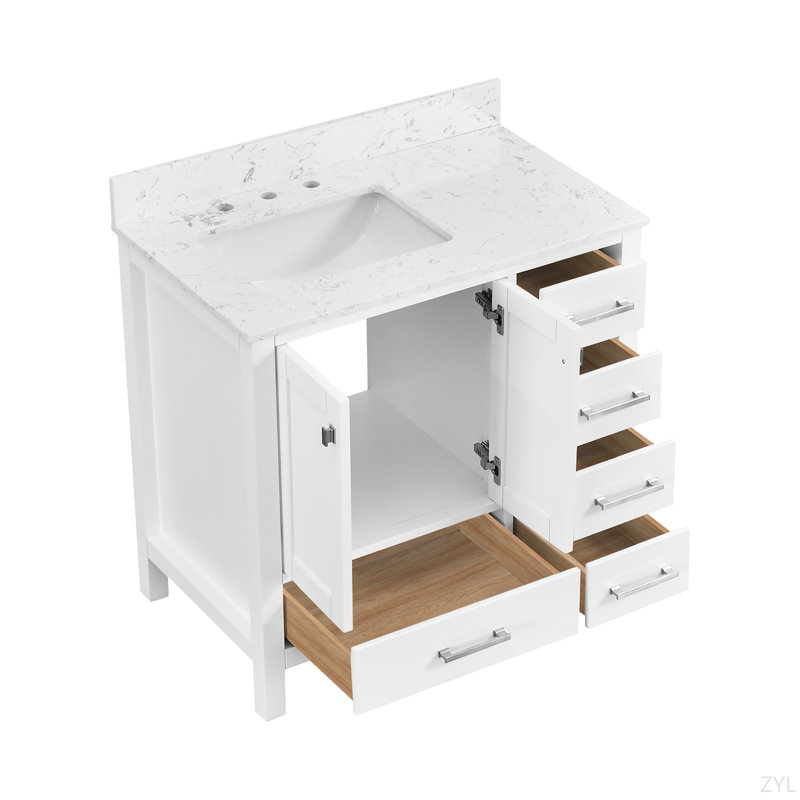 Meuble-lavabo de salle de bain, meuble-lavabo avec cadre en bois massif, comptoir de meuble-lavabo autoportant avec lavabo