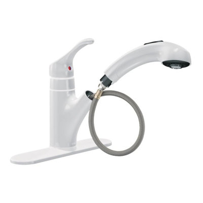 MOEN Renzo Spot Resist Stainless 9 in. H Pull Out Sprayer Kitchen Faucet with 360° Spout Swivel and PowerClean