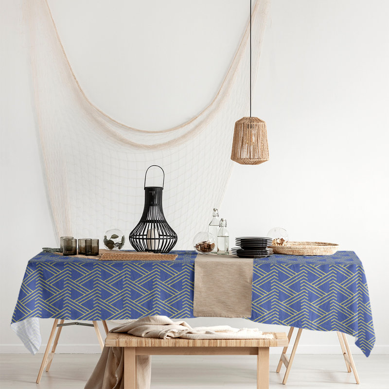 Classic Zig Zag Tablecloth, Blue/Yellow