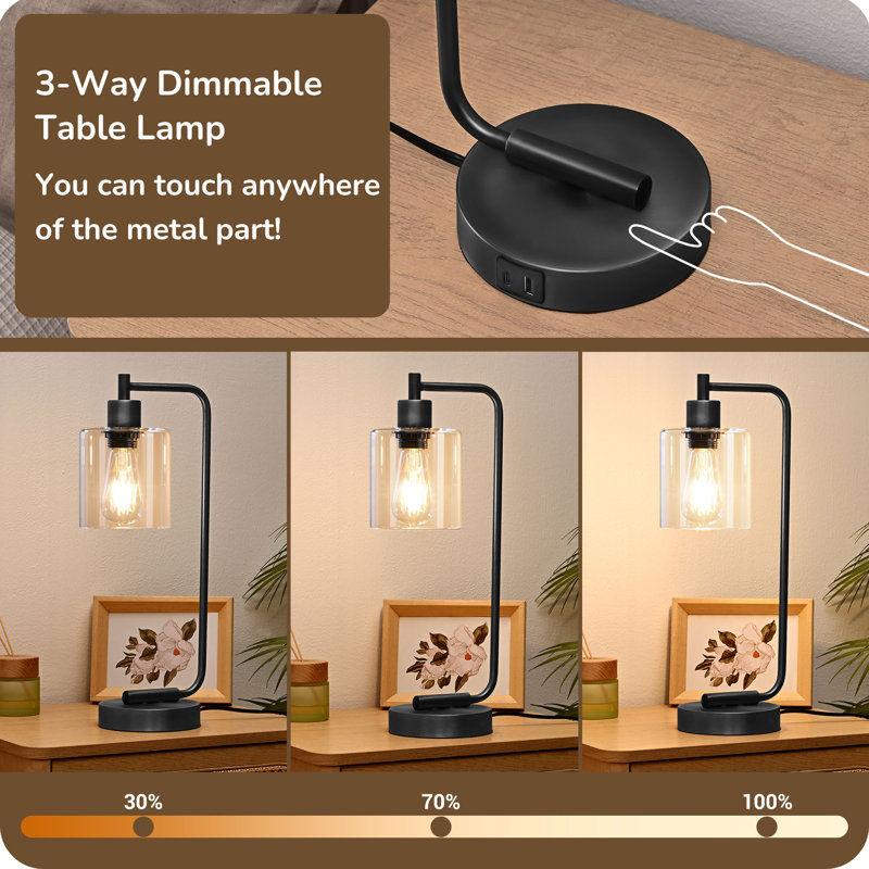 Graeme 19" H Dimmable Table Lamp, Black