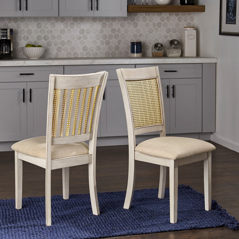 Pulukan Linen Slat Back Side Chair, White/Beige
