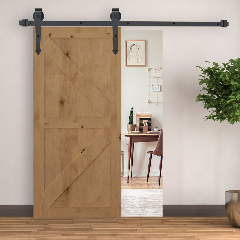 6.6FT Sliding Barn Door Hardware Kit Barn Door Track Kit Brown