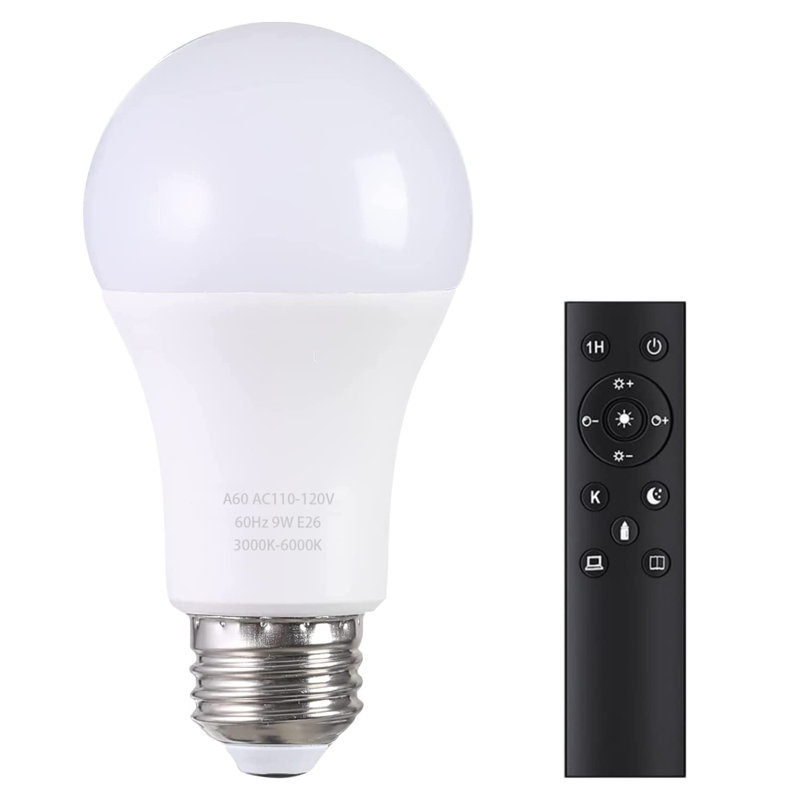 Ampoules à DEL A19 avec télécommande, 800 l 9 W, ampoules DEL équivalentes à 60 W, gradation continue 3000K-6000K