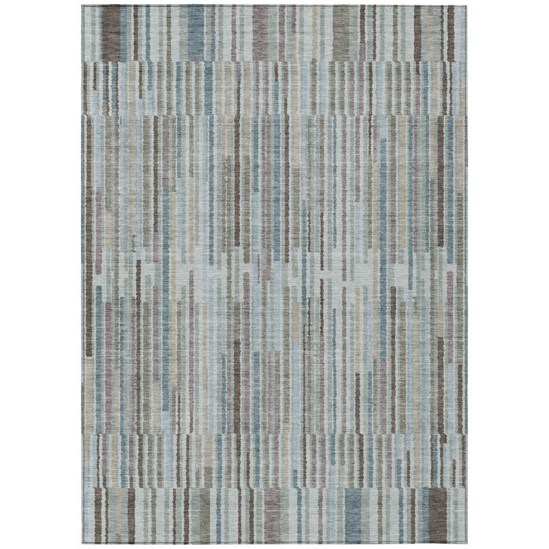 Machine Washable Indoor/Outdoor Xhevrie Teal Rug, Rectangle 2'6" x 3'10"