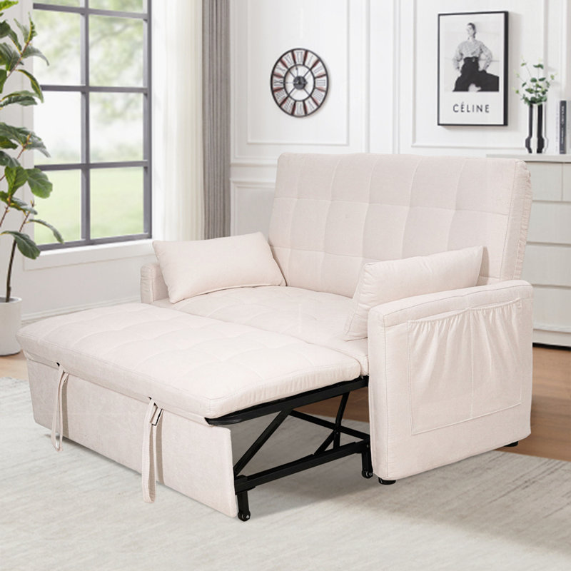 Oversized 61'' Convertible Sleeper Sofa Bed, Beige