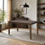 Table de salle à manger rectangulaire en bois massif avec surface spacieuse et pieds fuselés pour des espaces de vie compacts (seulement la table et non la chaise)