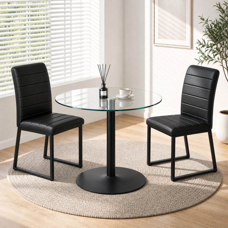 Ensemble de salle à manger 3 pièces Bistro, 30" H x 35" W x 35" D, 3 Pieces: Table, 2 Chairs, Black