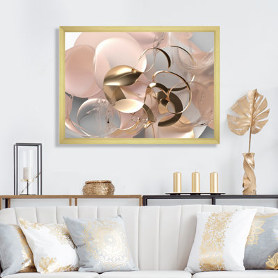 Art liquide, effervescence dorée et rose - 0, art mural