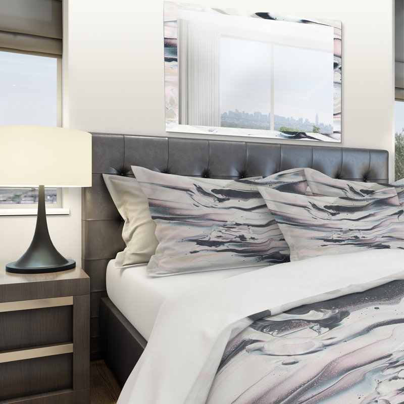 Grey Marbling V - Modern Transitional Duvet Cover Set - Microfiber Polyester, King Duvet Cover + 2 Shams