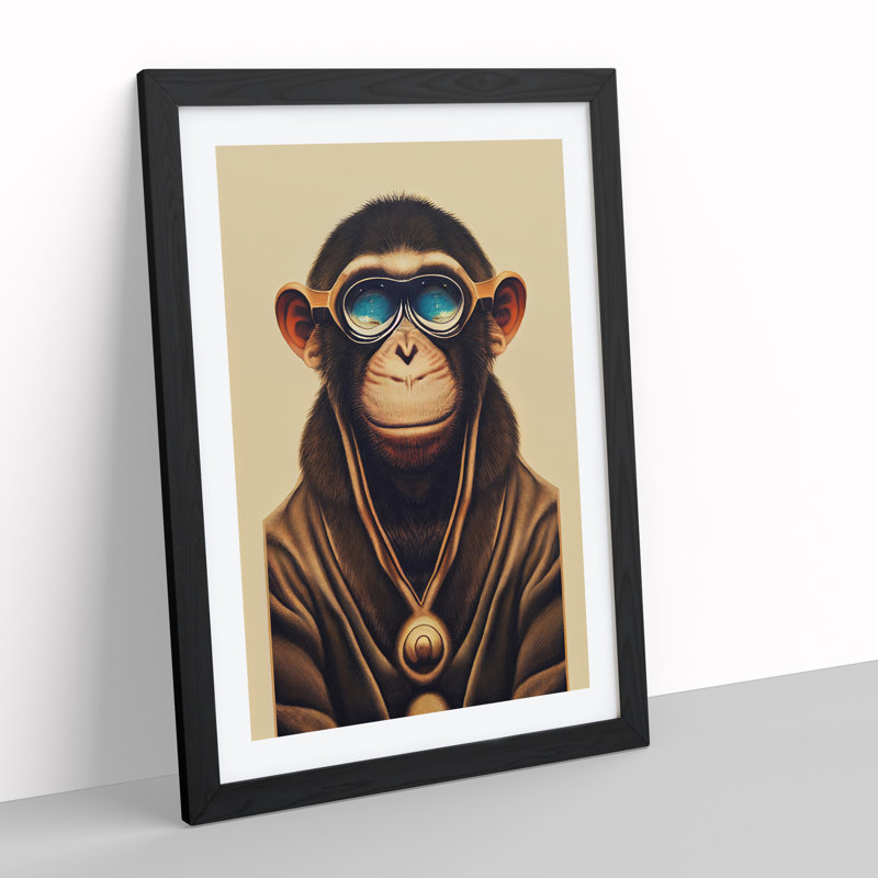 Cool Monkey - Single Picture Frame Print, Black, 64cm H x 46cm W x 2cm D