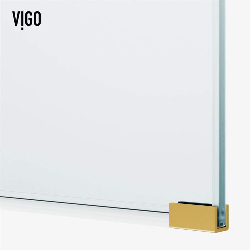 Arden 34" W x 78" H Frameless Fixed Shower Screen with 3/8" Glass, Matte Brushed Gold Clear
