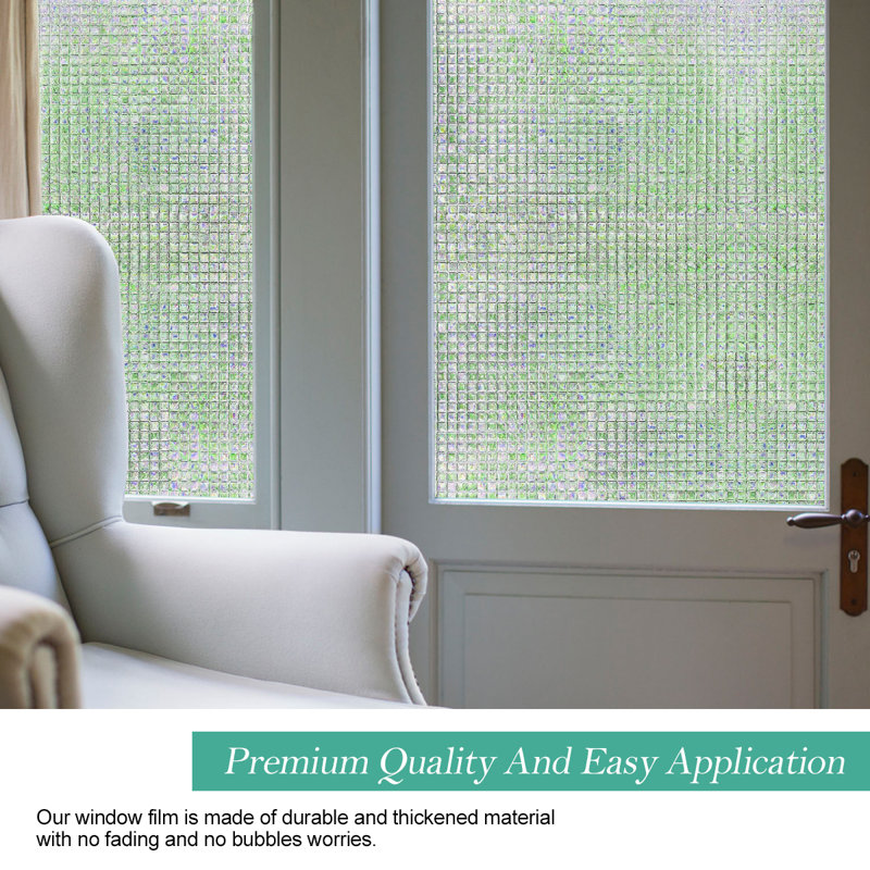 3D Mosaic Decorative Privacy Window Decal, 35.4" H x 195" W