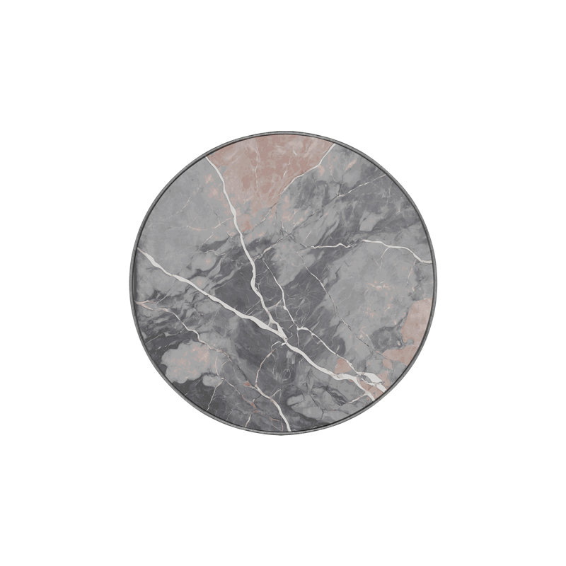 Machine Washable Gray Area Rug, Round 8'