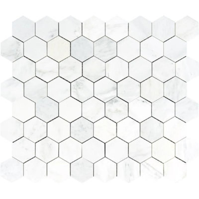 Asian Statuary (Oriental White) Marble 2X2 Hexagon Polished Mosaic Tile