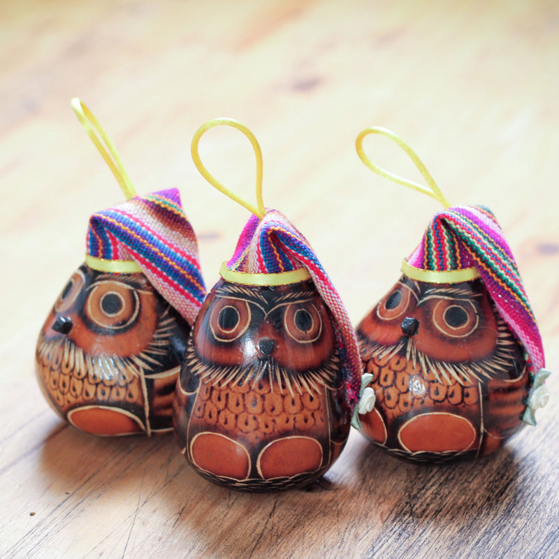 Ornement en forme de chapeau de owls séché mate gourde