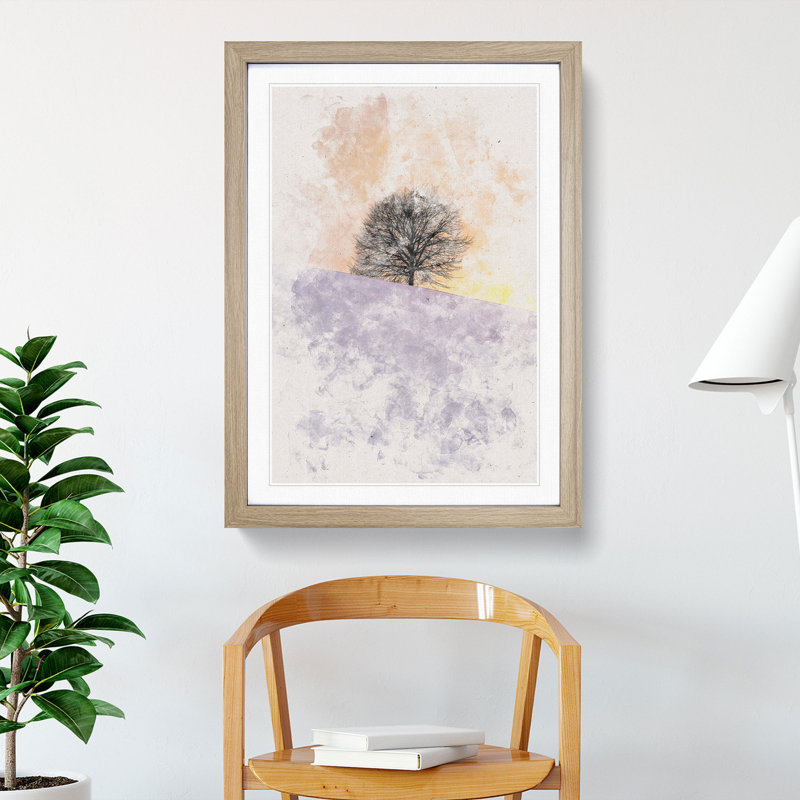 A Winter Tree at Sunset - Framed Print, 63cm H x 45cm W x 2cm D, Oak Framed