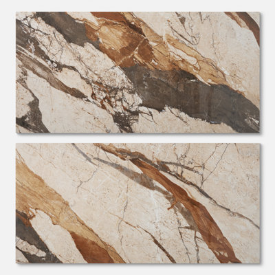 Gaverno 24 In. X 48 In. Marble Look Polished Porcelain Floor And Wall Tile (15.49 Sq. Ft. / Case)
