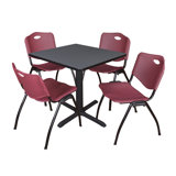 Neyland Cain Square X-Base Breakroom Table & 4 M Stack Chairs