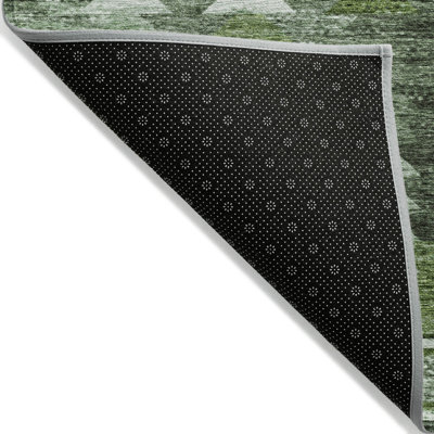 Tapis intérieur / extérieur lavable 10 pi x 14 pi vert olive et vert fougère HomeRoots