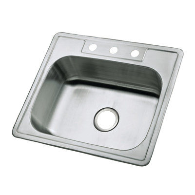 Kingston Brass Studio 25-Inch Stainless Steel Self-Rimming 3-Hole Single Bowl Drop-In Kitchen Sink
